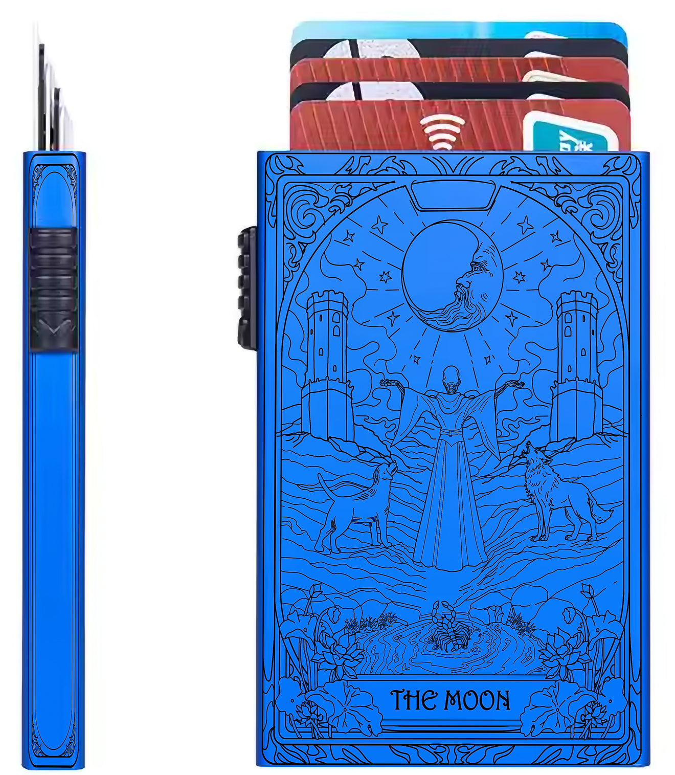 The Moon Tarot Wallet – RFID Pop-Up Card Holder | Push Button Model