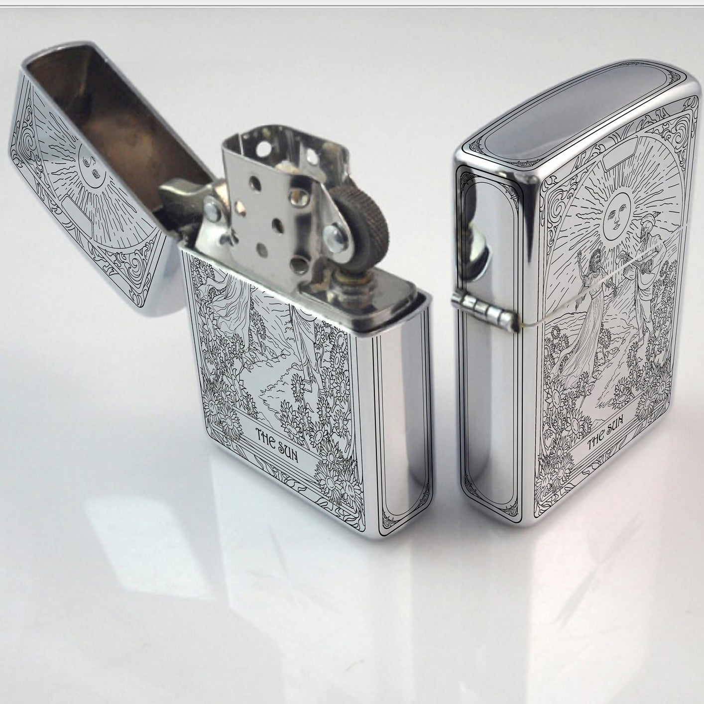 The Sun Tarot Card Unique Design Refillable Kerosene Windproof Lighter