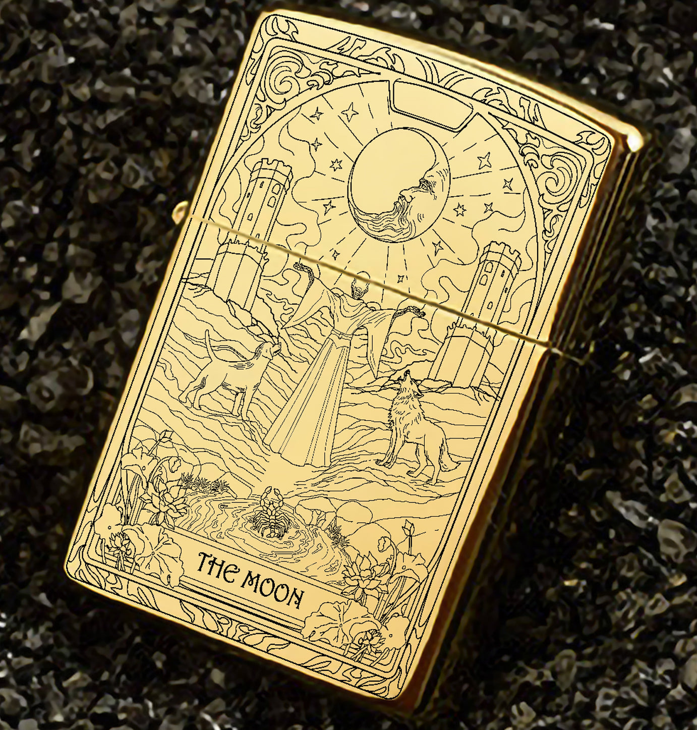 The Moon Tarot Card Unique Design Refillable Kerosene Windproof Lighter