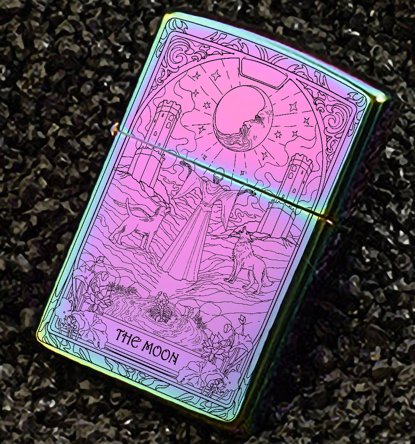 The Moon Tarot Card Unique Design Refillable Kerosene Windproof Lighter