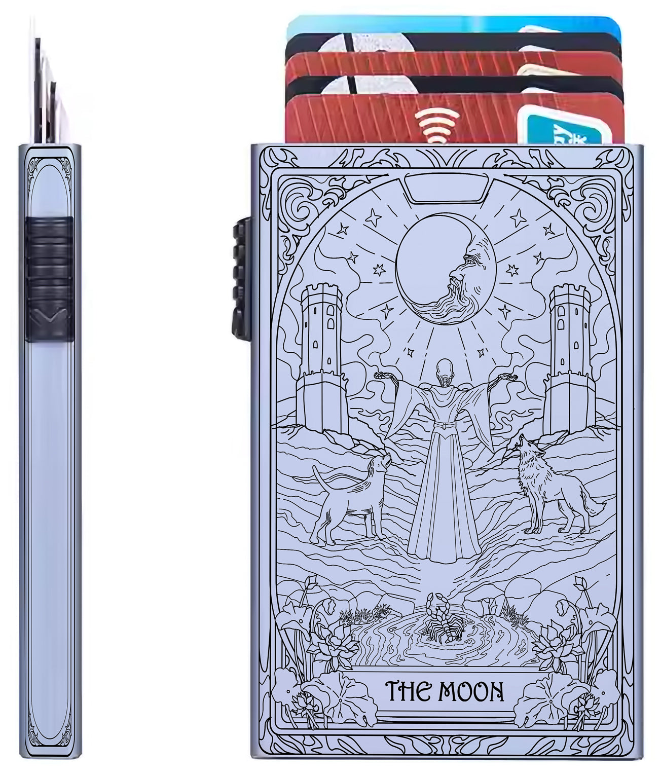 The Moon Tarot Wallet – RFID Pop-Up Card Holder | Push Button Model