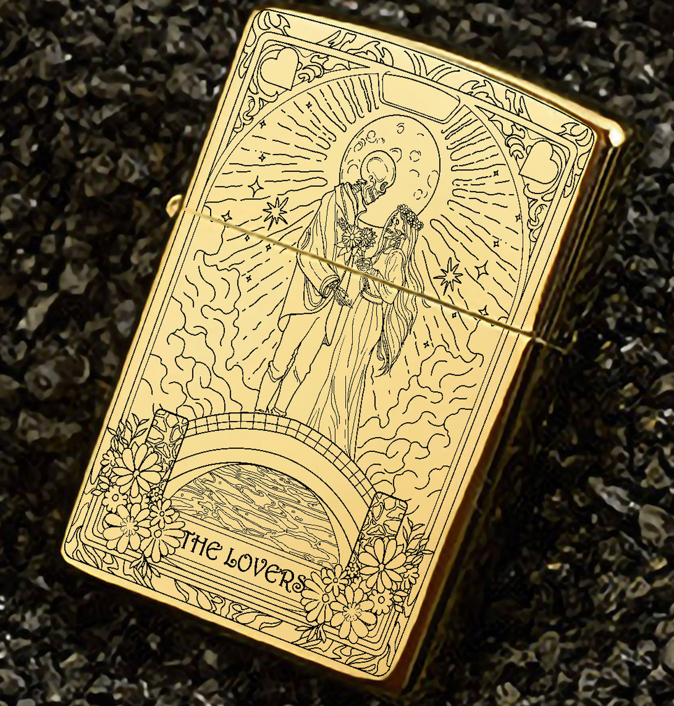 The Lovers Tarot Card Unique Design Refillable Kerosene Windproof Lighter