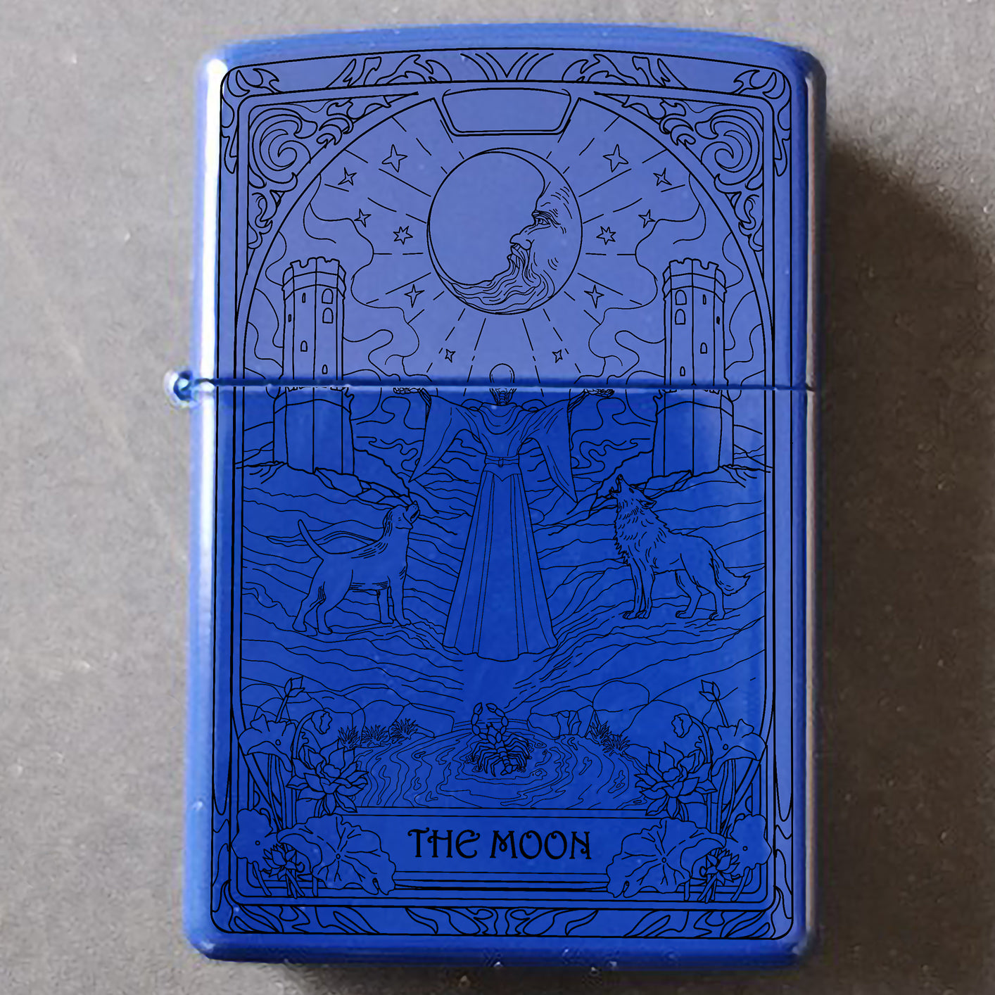 The Moon Tarot Card Unique Design Refillable Kerosene Windproof Lighter