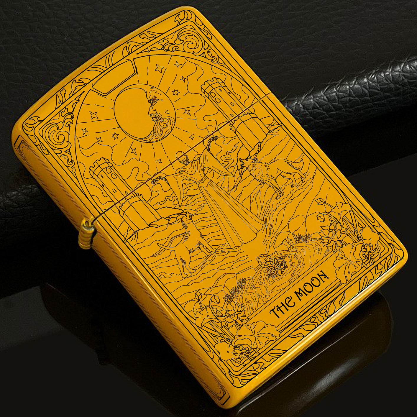 The Moon Tarot Card Unique Design Refillable Kerosene Windproof Lighter