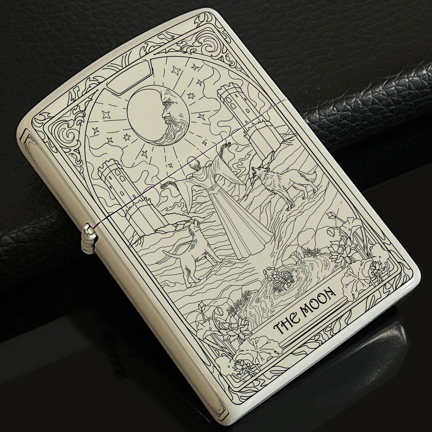 The Moon Tarot Card Unique Design Refillable Kerosene Windproof Lighter