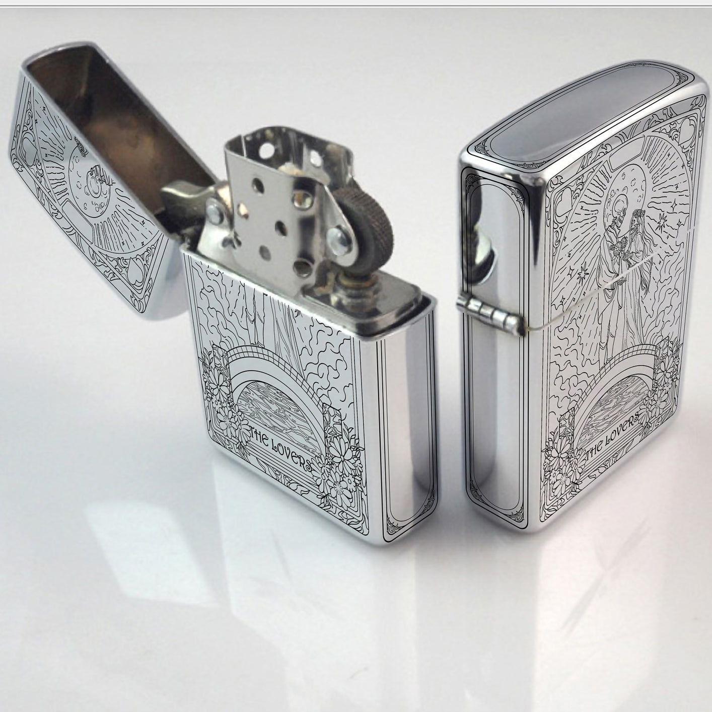 The Lovers Tarot Card Unique Design Refillable Kerosene Windproof Lighter