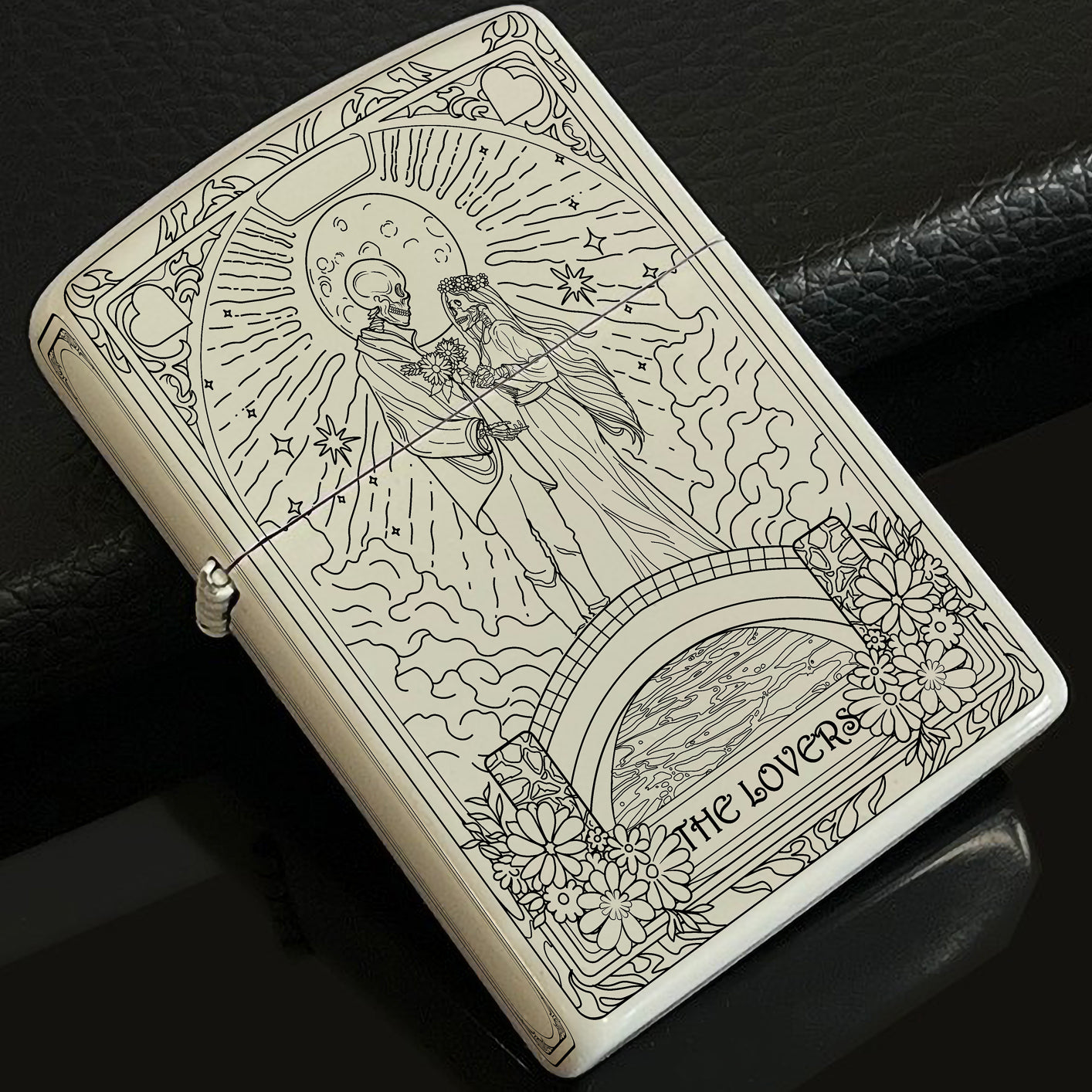 The Lovers Tarot Card Unique Design Refillable Kerosene Windproof Lighter