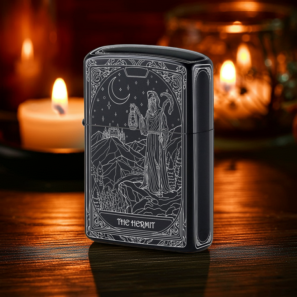 The Hermit Tarot Card Unique Design Refillable Kerosene Windproof Lighter