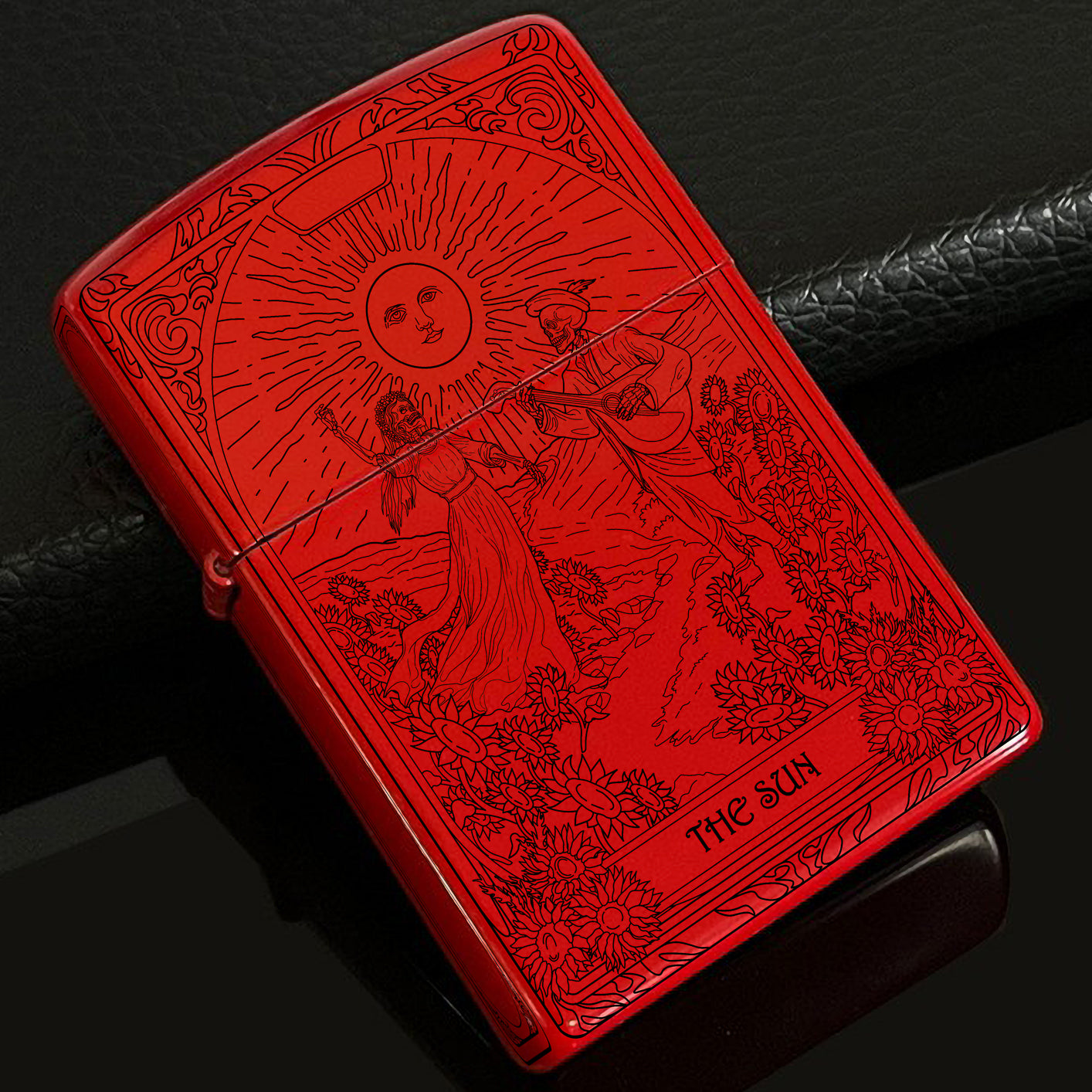 The Sun Tarot Card Unique Design Refillable Kerosene Windproof Lighter