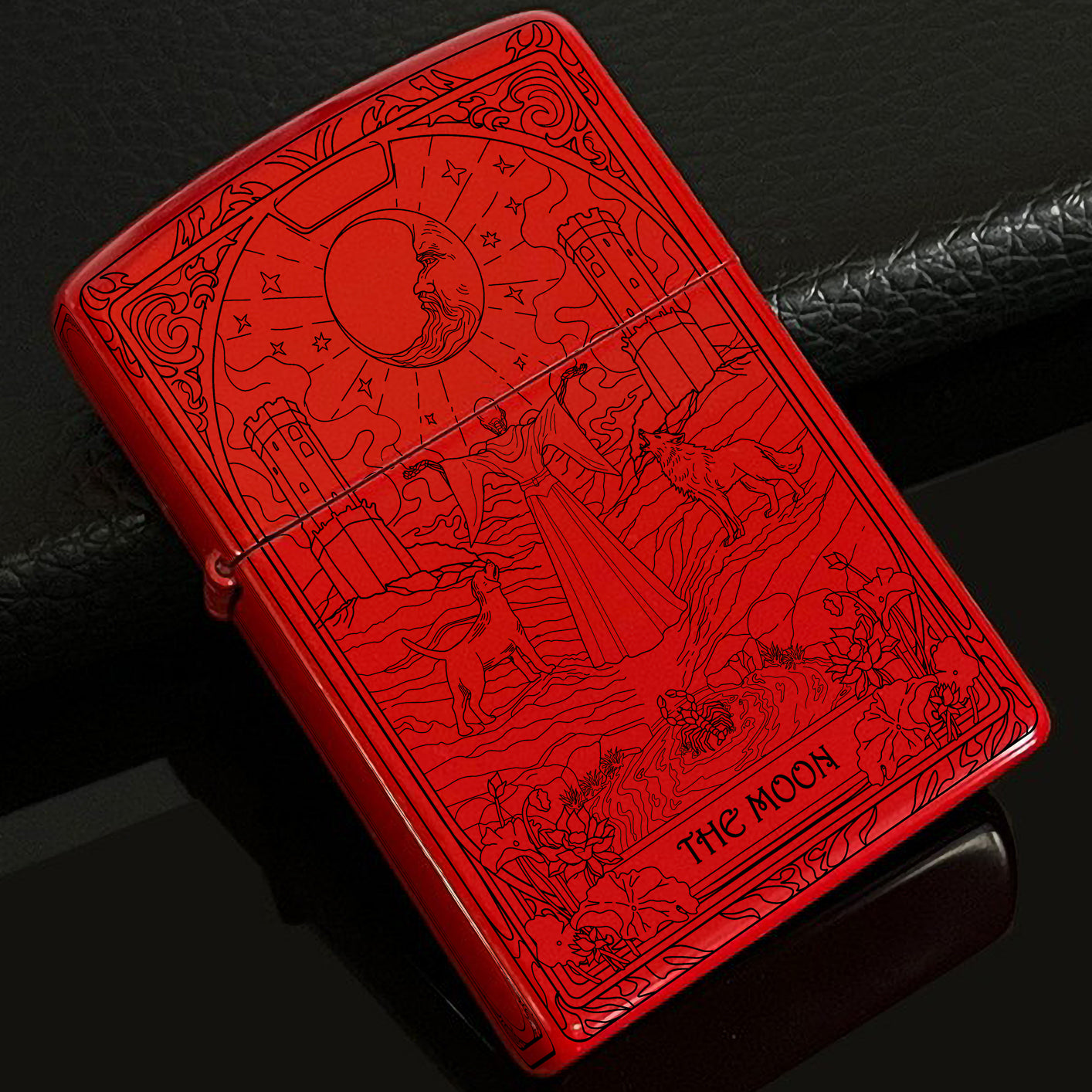 The Moon Tarot Card Unique Design Refillable Kerosene Windproof Lighter