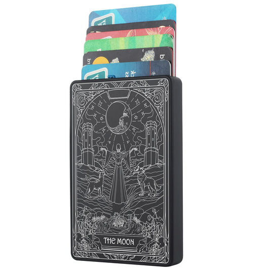 The Moon Tarot Design - Pop-up ID, Credit Card Wallet - [Press Button Model]