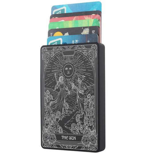 The Sun Tarot Design - Pop-up ID, Credit Card Wallet - [Press Button Model]