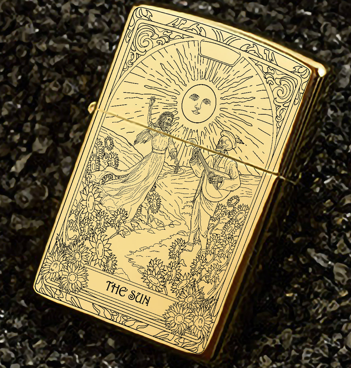 The Sun Tarot Card Unique Design Refillable Kerosene Windproof Lighter