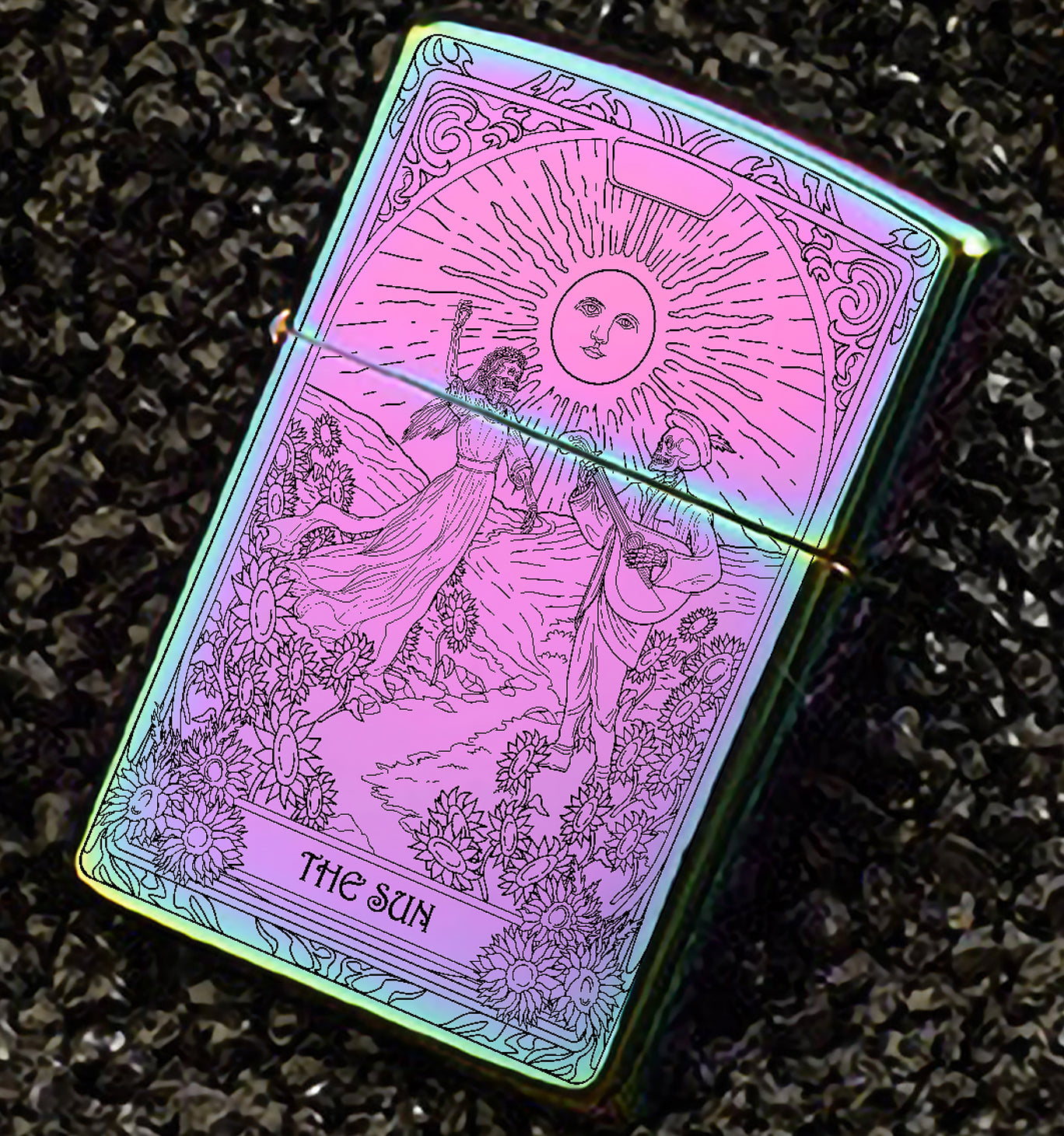 The Sun Tarot Card Unique Design Refillable Kerosene Windproof Lighter