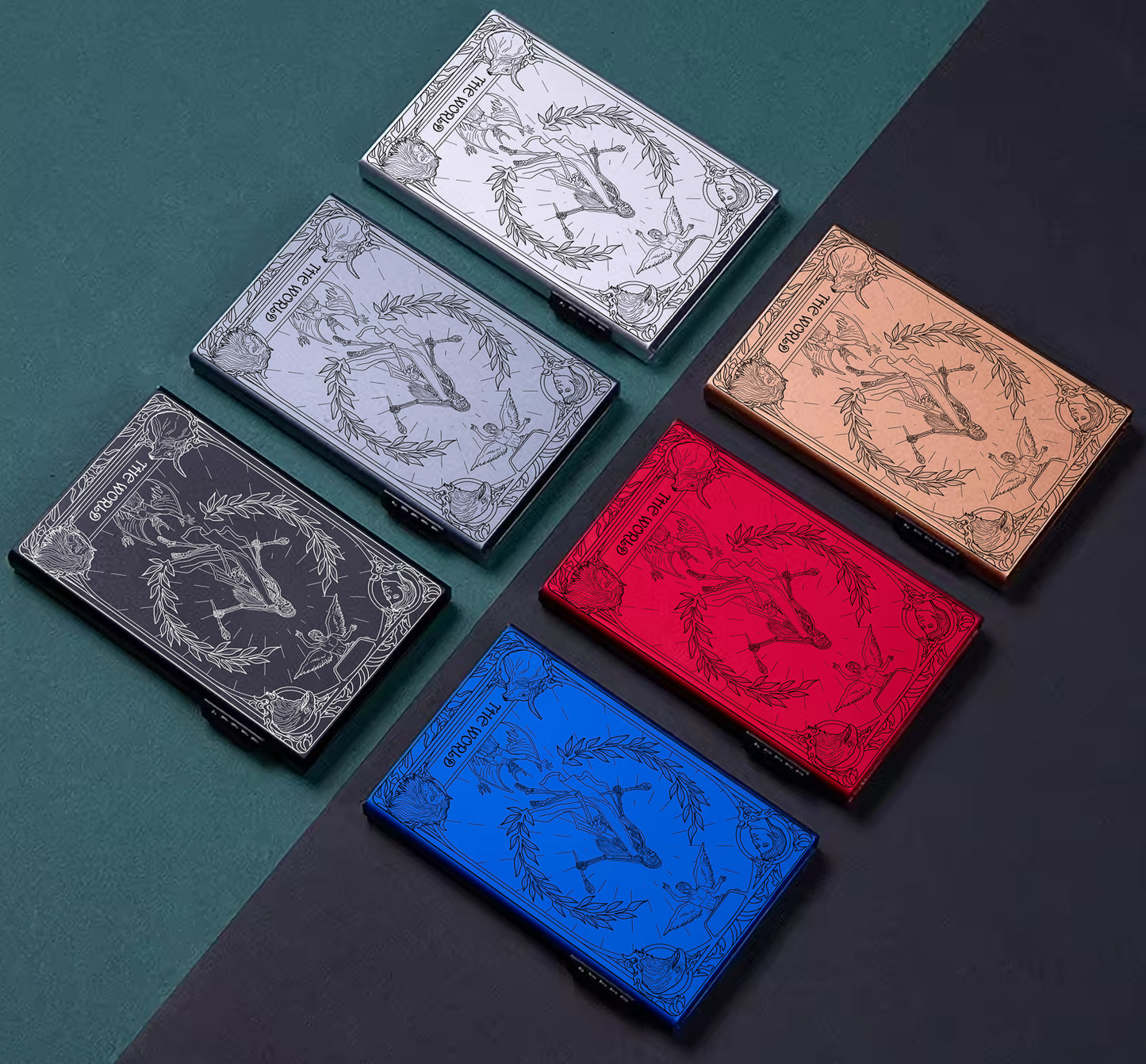 The World Tarot Design - Pop-up ID, Credit Card Wallet - [Push Down Button Model]