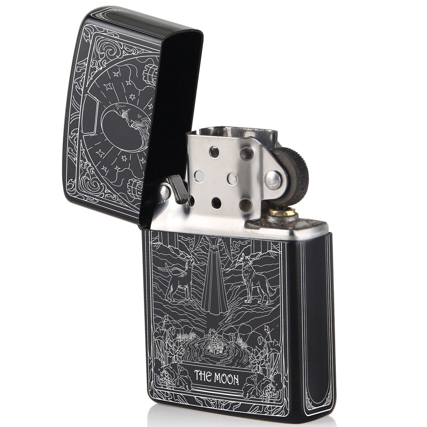 The Moon Tarot Card Unique Design Refillable Kerosene Windproof Lighter