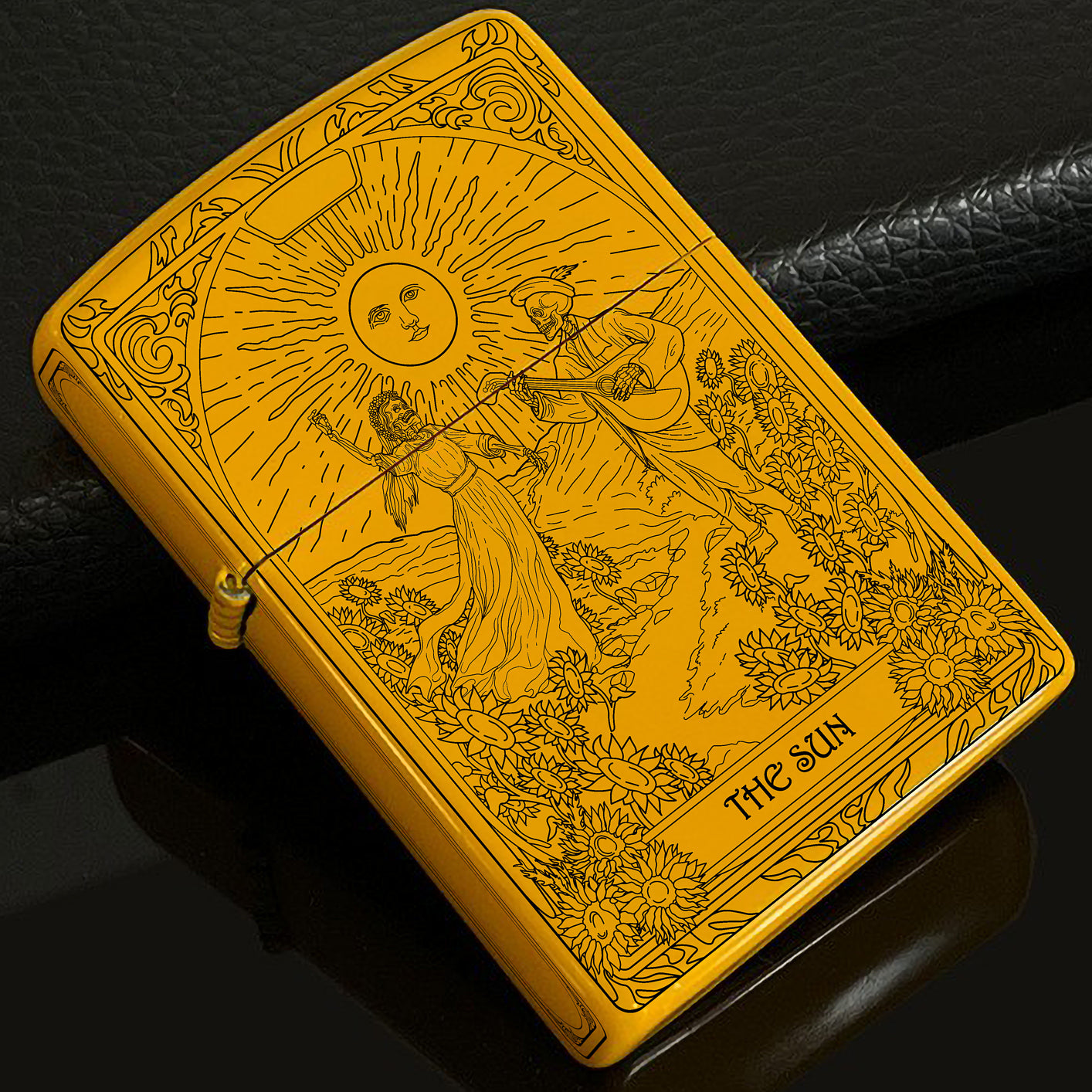 The Sun Tarot Card Unique Design Refillable Kerosene Windproof Lighter