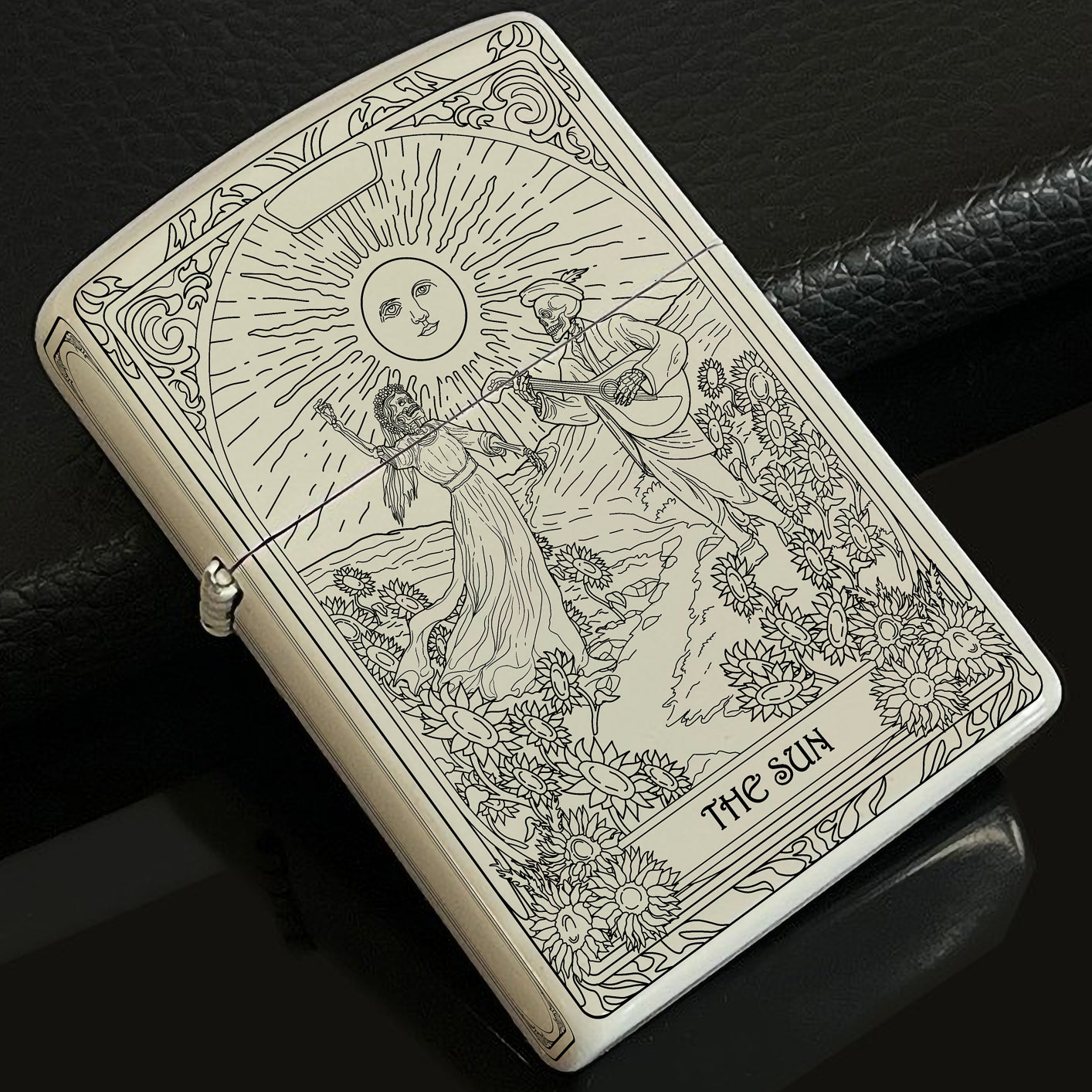 The Sun Tarot Card Unique Design Refillable Kerosene Windproof Lighter