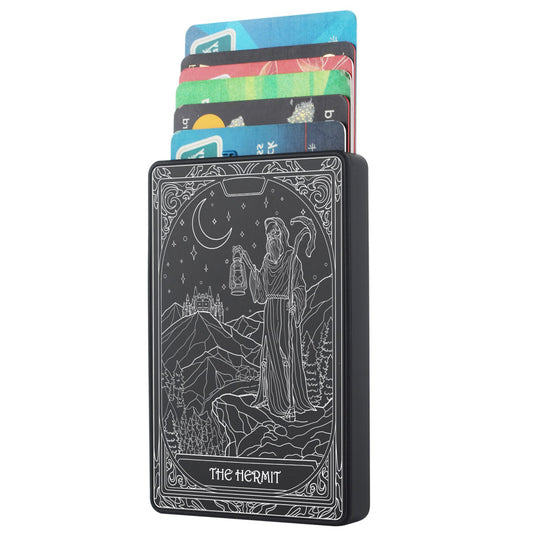 The Hermit Tarot Design - Pop-up ID, Credit Card Wallet - [Press Button Model]