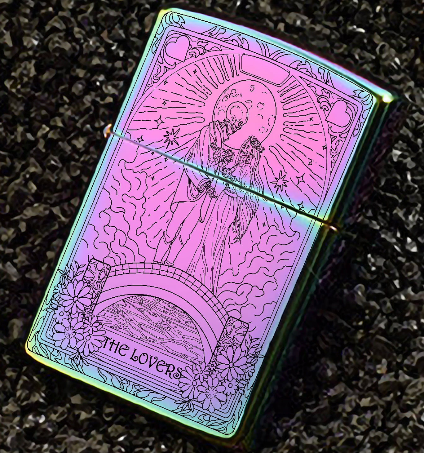 The Lovers Tarot Card Unique Design Refillable Kerosene Windproof Lighter