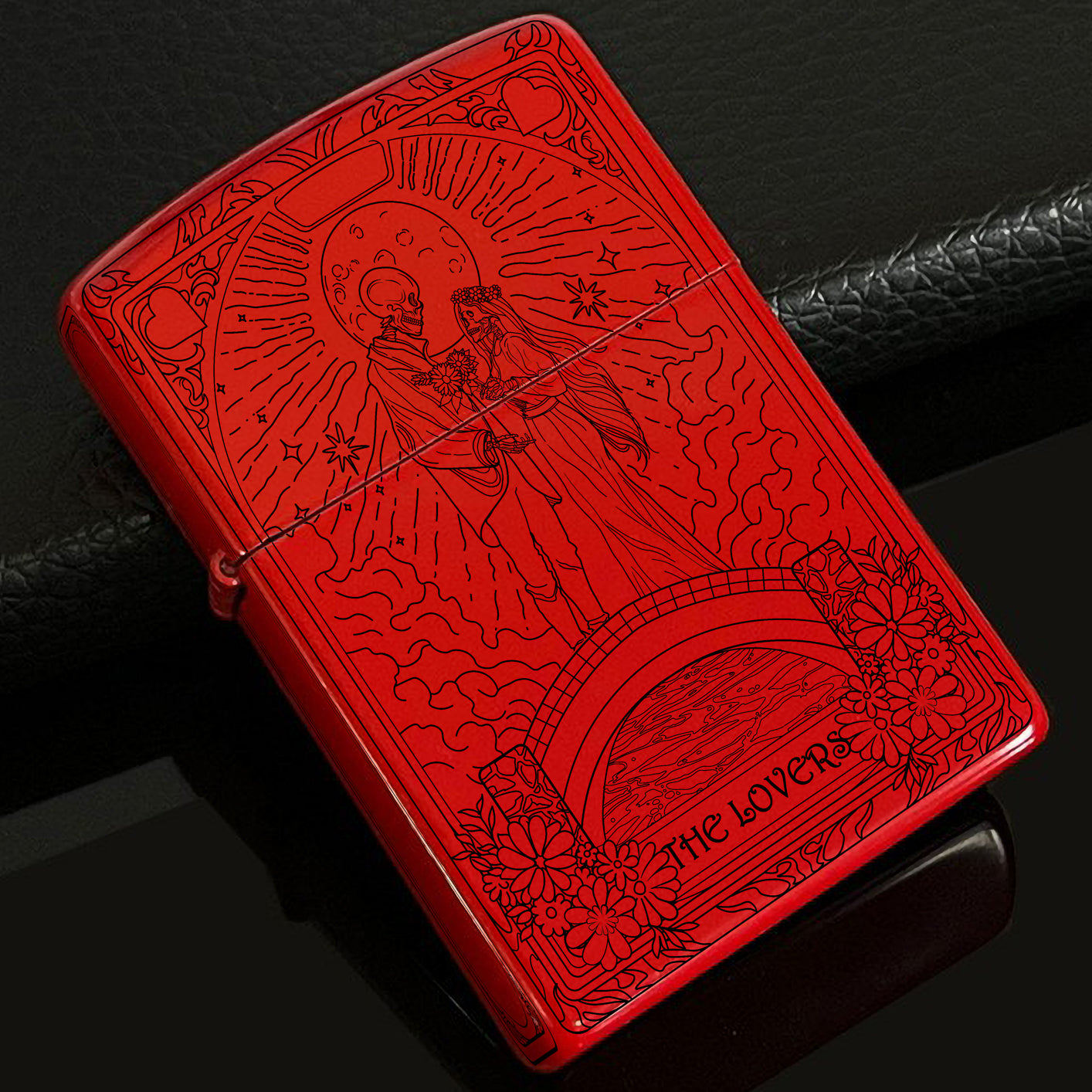 The Lovers Tarot Card Unique Design Refillable Kerosene Windproof Lighter